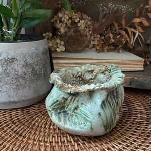 Studio Pottery Rustic Wabi Sabi Bowl Handmade Ceramic imperfect Signed Strassman
